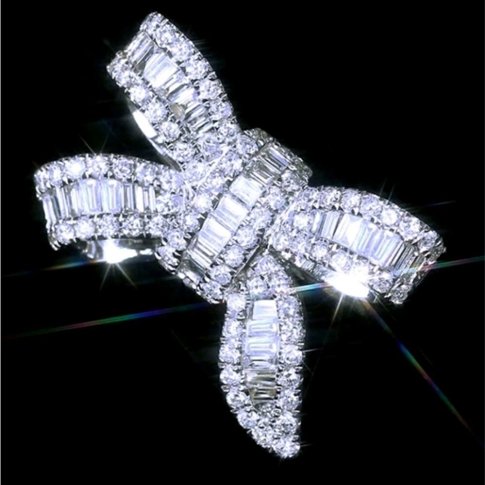 Diamond Bow Silver Ring - Picture 4 of 6